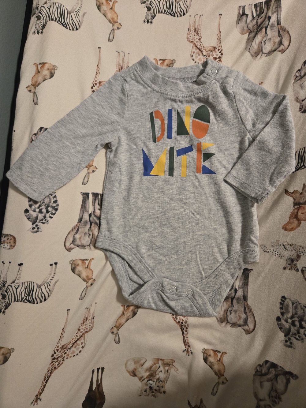 Garanimals Gray Long-Sleeve 'DINO MITE' Graphic One-Piece